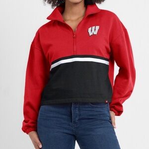 Wisconsin Badgers Fanatics Women's Fleece Half-Zip Jacket - Red Black 2X